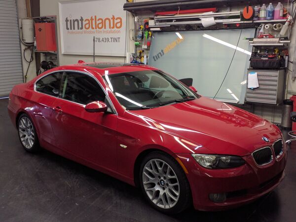 Red BMW 3 Series Coupe with ceramic window film Gainesville Georgia